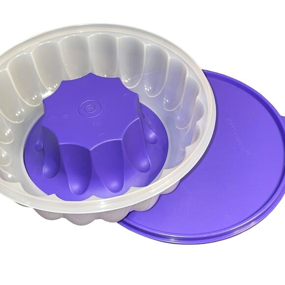 Vintage Tupperware Jello Jel-Ring Mold Gelatin 1201B 1202 1203 Purple Fluted 9" - Picture 2 of 13